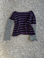Stripey pullover purple/black&white