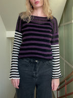 Stripey pullover purple/black&white
