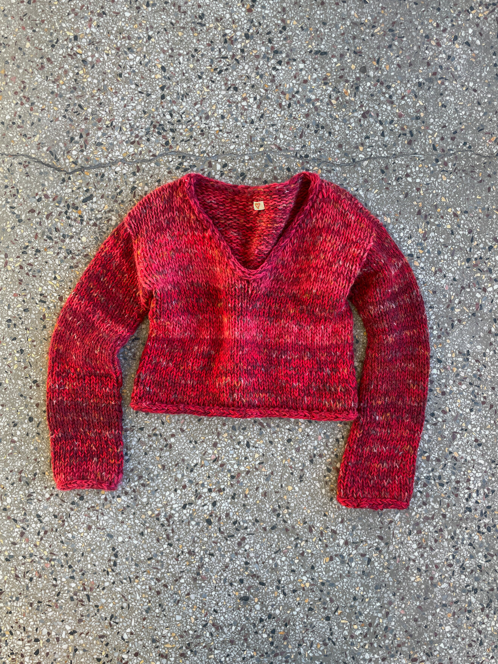 Chunky red scrap sweater